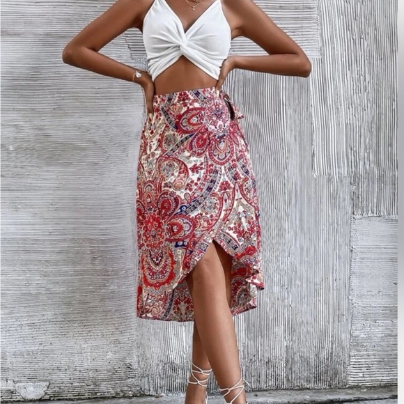 SHEIN Paisley Wrap Skirt - Picture 6 of 6